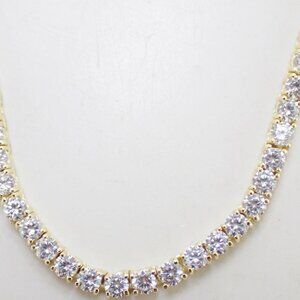 NWT Gold Toned Sterling Silver CZ stone Tennis Necklace